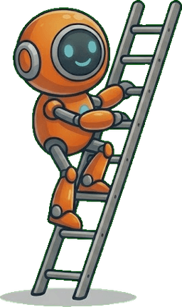 AILadder mascot climbing a ladder